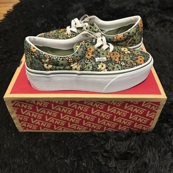 VANS Era Stackform green floral print lace up platform shoes sneakers women’s 7 - Picture 6 of 8